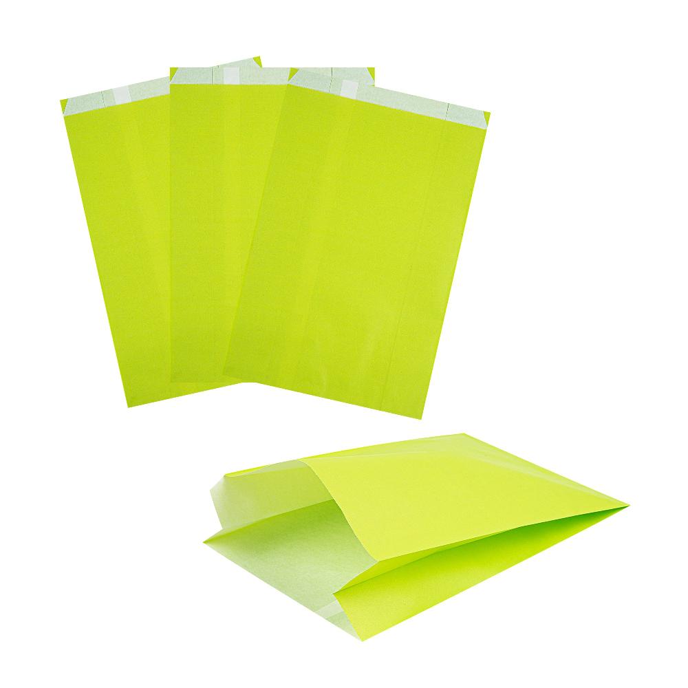restaurantware Bag Tek Eco Green Paper French Fry / Snack Bag - 7" x 3" x 11" - 100 count box