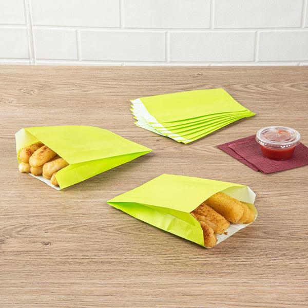 Restaurantware Bag Tek Eco Paper French Fry / Snack Bag - 4 1/4" X 1 1/2" X 6 1/4" - 100 Count Box