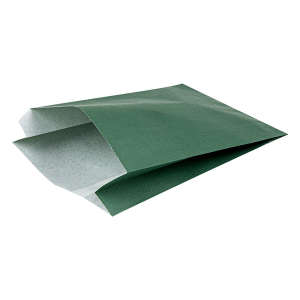 Restaurantware Bag Tek Forest Green Paper French Fry / Snack Bag - 4 1/4" X 1 1/2" X 6 1/4" - 100 Count Box