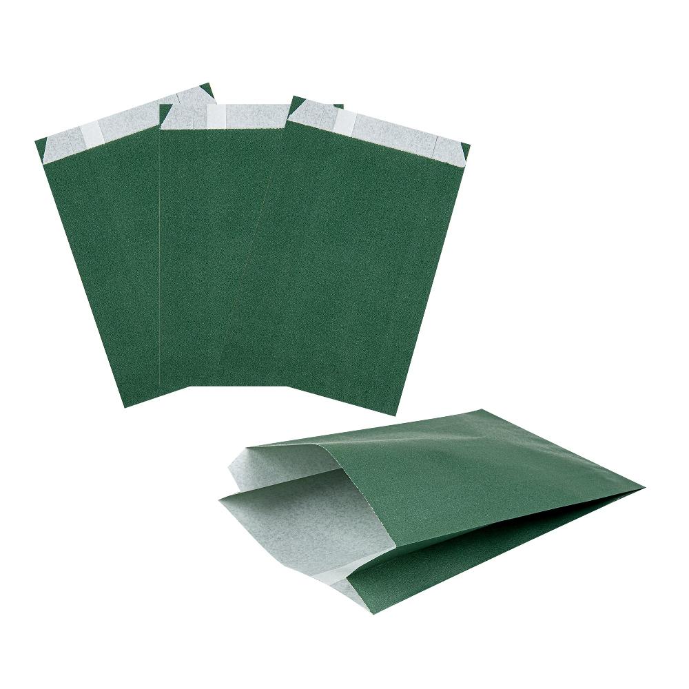 restaurantware Bag Tek Forest Green Paper French Fry / Snack Bag - 4 1/4" x 1 1/2" x 6 1/4" - 100 count box restaurantware Bag Tek Forest Green Paper French Fry / Snack Bag - 4 1/4" x 1 1/2" x 6 1/4" - 100 count box