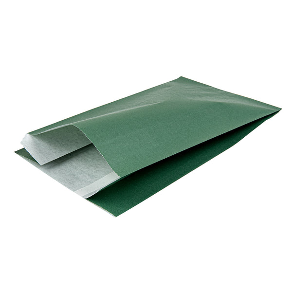 Restaurantware Bag Tek Forest Green Paper French Fry / Snack Bag - 5" X 3" X 8 3/4" - 100 Count Box