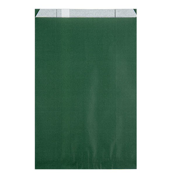 Restaurantware Bag Tek Forest Green Paper French Fry / Snack Bag - 7" X 3" X 11" - 100 Count Box