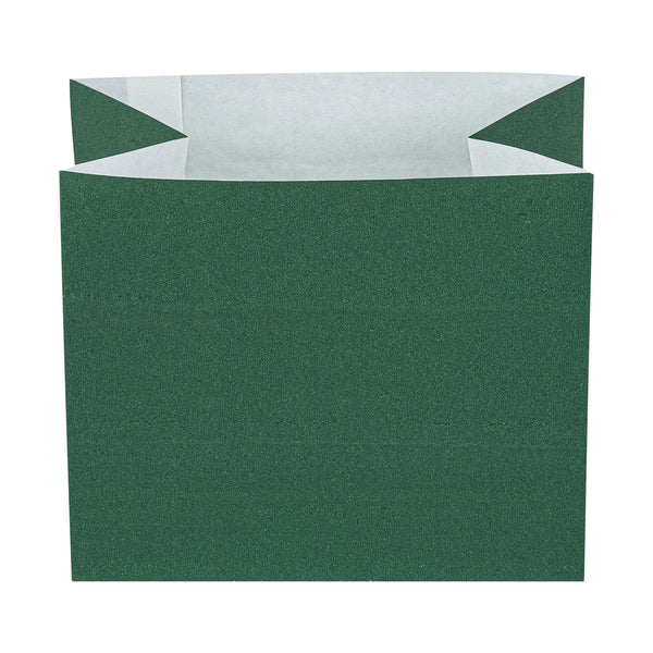 Restaurantware Bag Tek Forest Green Paper Large Snack Bag - 4 1/4" X 2 1/2" X 3 3/4" - 100 Count Box