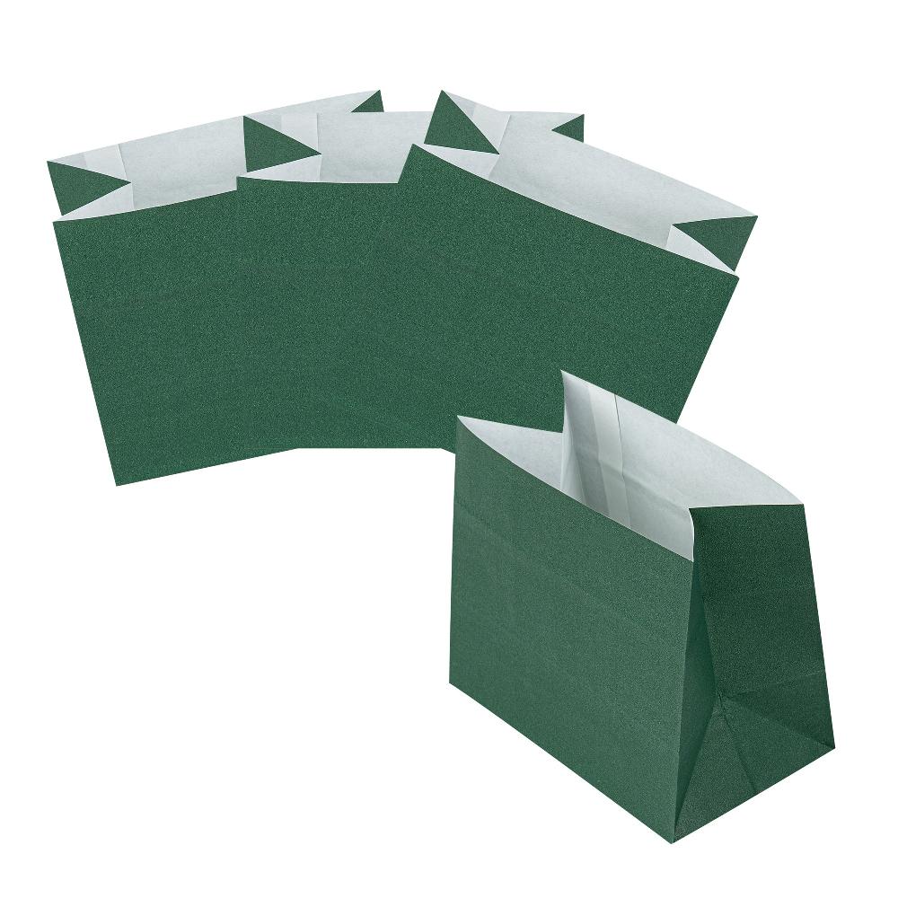 restaurantware Bag Tek Forest Green Paper Large Snack Bag - 4 1/4" x 2 1/2" x 3 3/4" - 100 count box