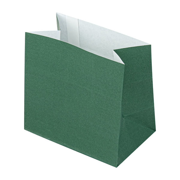 Restaurantware Bag Tek Forest Green Paper Small Snack Bag - 3 3/4" X 2 1/4" X 3 3/4" - 100 Count Box