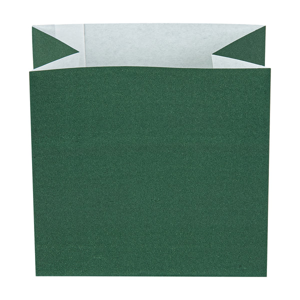 Restaurantware Bag Tek Forest Green Paper Small Snack Bag - 3 3/4" X 2 1/4" X 3 3/4" - 100 Count Box