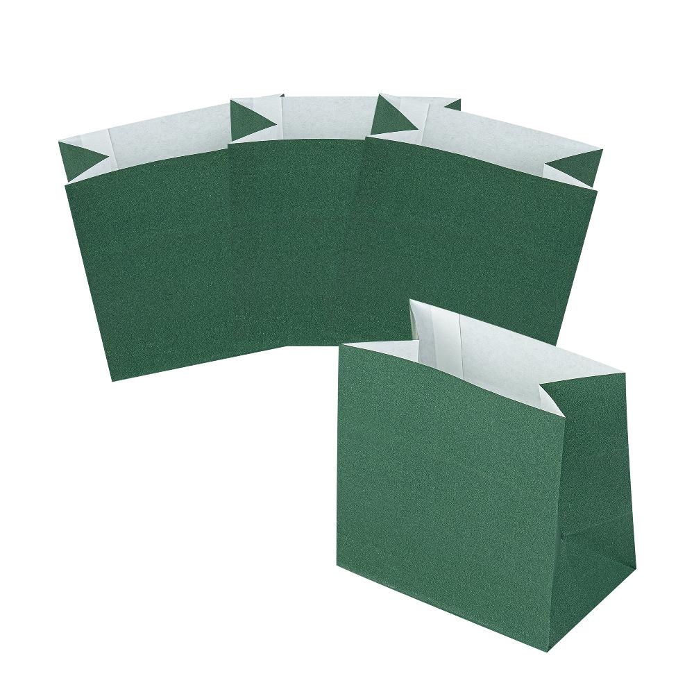 restaurantware Bag Tek Forest Green Paper Small Snack Bag - 3 3/4" x 2 1/4" x 3 3/4" - 100 count box restaurantware Bag Tek Forest Green Paper Small Snack Bag - 3 3/4" x 2 1/4" x 3 3/4" - 100 count box