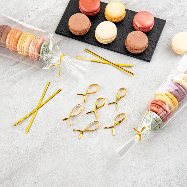 Restaurantware Bag Tek Gold Metallic Twist Tie / Bag Tie - 4" - 500 Count Box