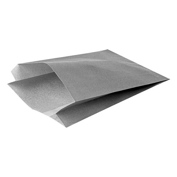 Restaurantware Bag Tek Gray Paper French Fry / Snack Bag - 4 1/4" X 1 1/2" X 6 1/4" - 100 Count Box