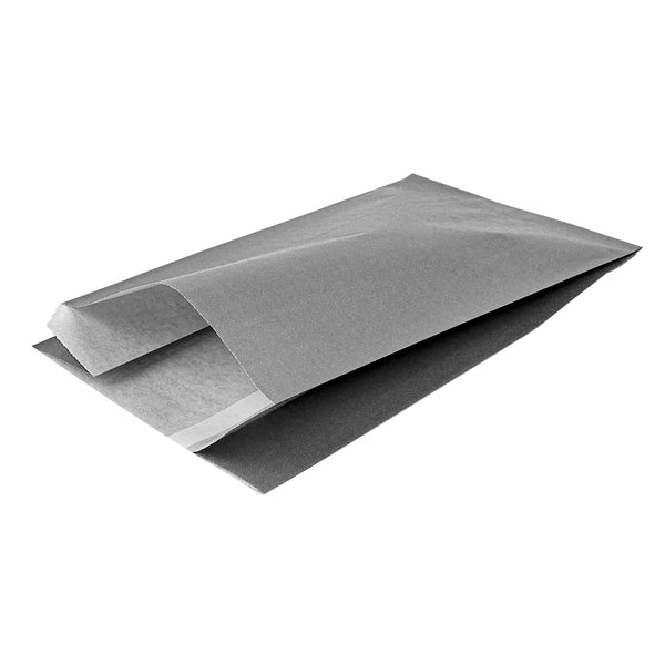 Restaurantware Bag Tek Gray Paper French Fry / Snack Bag - 5" X 3" X 8 3/4" - 100 Count Box