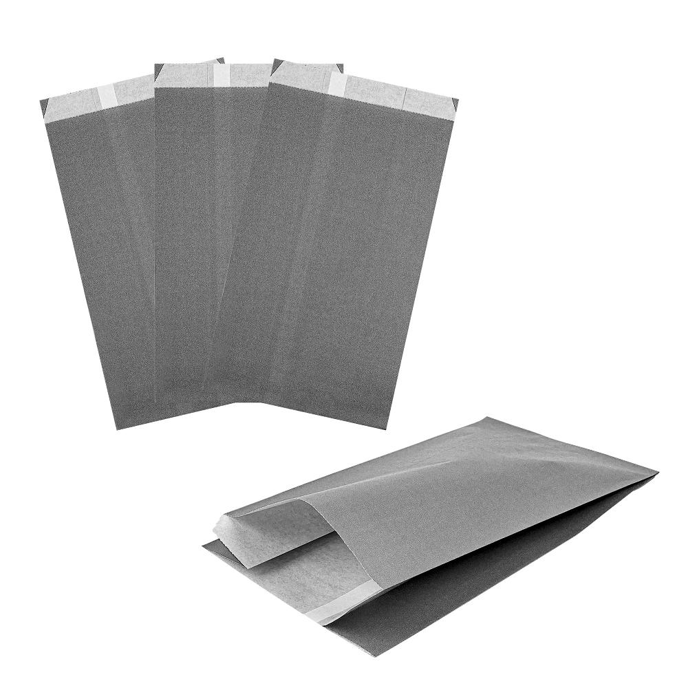 restaurantware Bag Tek Gray Paper French Fry / Snack Bag - 5" x 3" x 8 3/4" - 100 count box