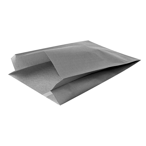 Restaurantware Bag Tek Gray Paper French Fry / Snack Bag - 7" X 3" X 11" - 100 Count Box