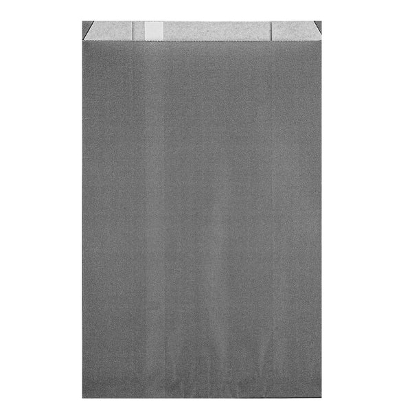 Restaurantware Bag Tek Gray Paper French Fry / Snack Bag - 7" X 3" X 11" - 100 Count Box