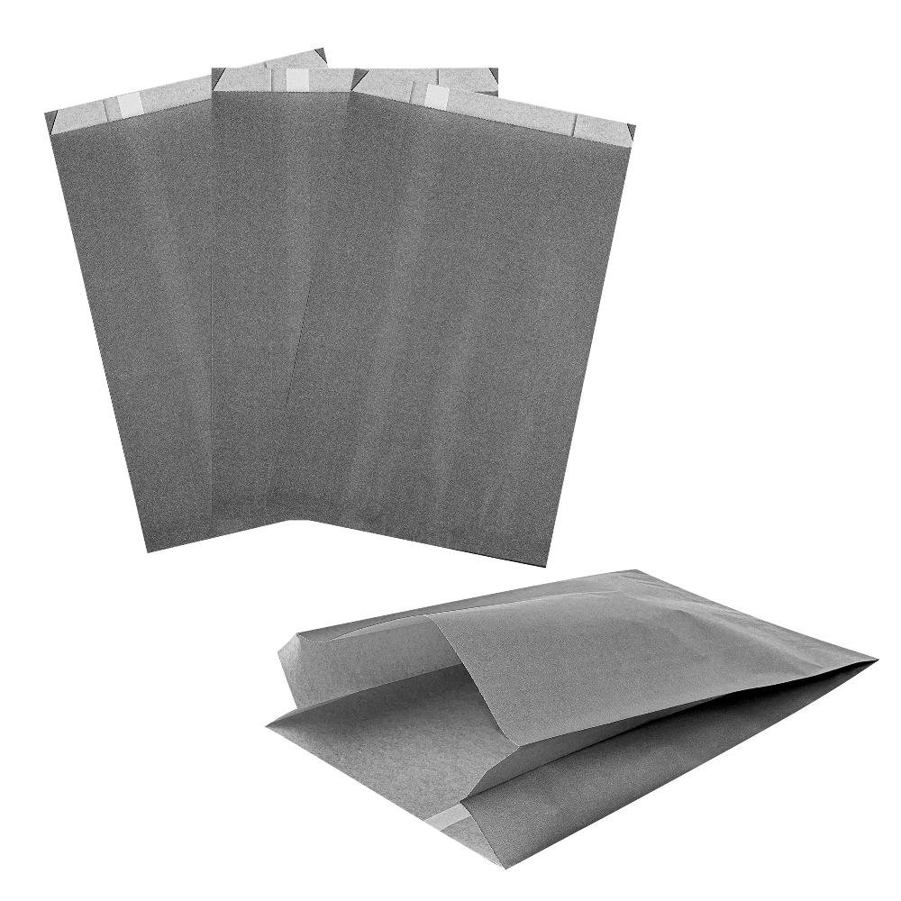 restaurantware Bag Tek Gray Paper French Fry / Snack Bag - 7" x 3" x 11" - 100 count box