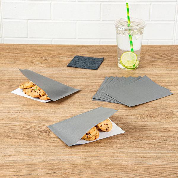 Restaurantware Bag Tek Gray Paper Small Double Open Bag - Greaseproof - 6 1/4" X 4 3/4" - 100 Count Box
