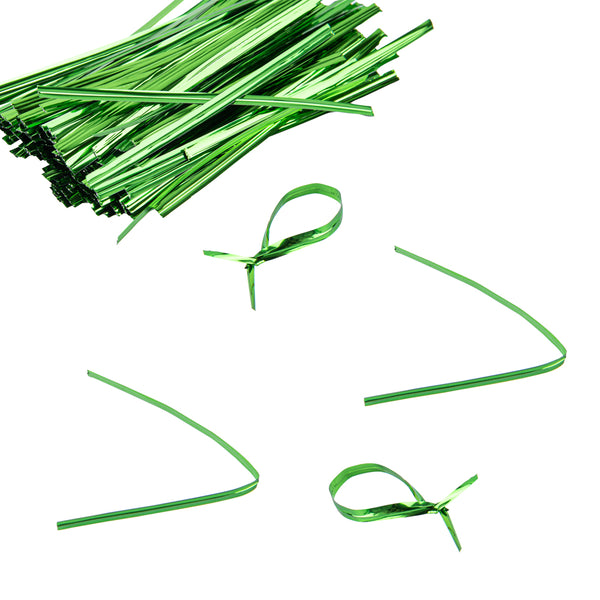 Restaurantware Bag Tek Green Metallic Twist Tie / Bag Tie - 4" - 500 Count Box
