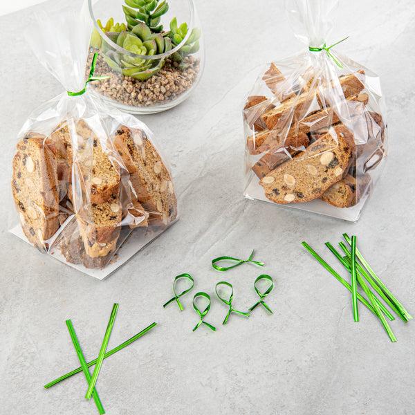 Restaurantware Bag Tek Green Metallic Twist Tie / Bag Tie - 4" - 500 Count Box