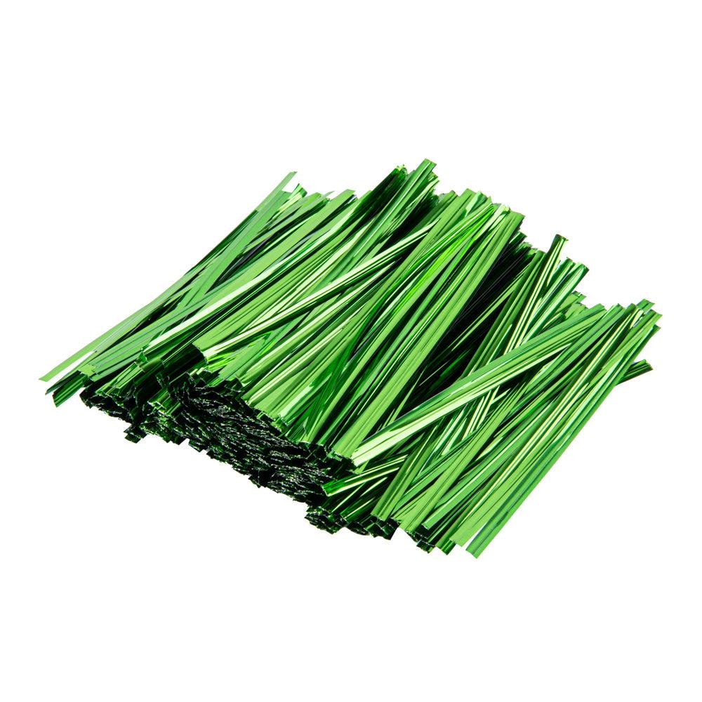 restaurantware Bag Tek Green Metallic Twist Tie / Bag Tie - 4" - 500 count box