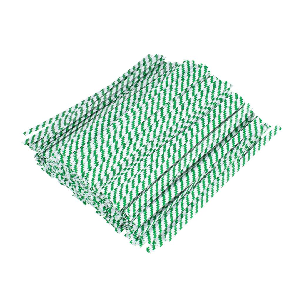 restaurantware Bag Tek Green Stripe Paper Twist Tie / Bag Tie - Laminated - 4" - 50000 count box