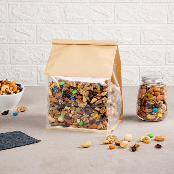 Restaurantware Bag Tek Kraft Cotton Paper Tin Tie Bag - With Clear Window - 6 1/4" X 5" X 10 1/4" - 100 Count Box