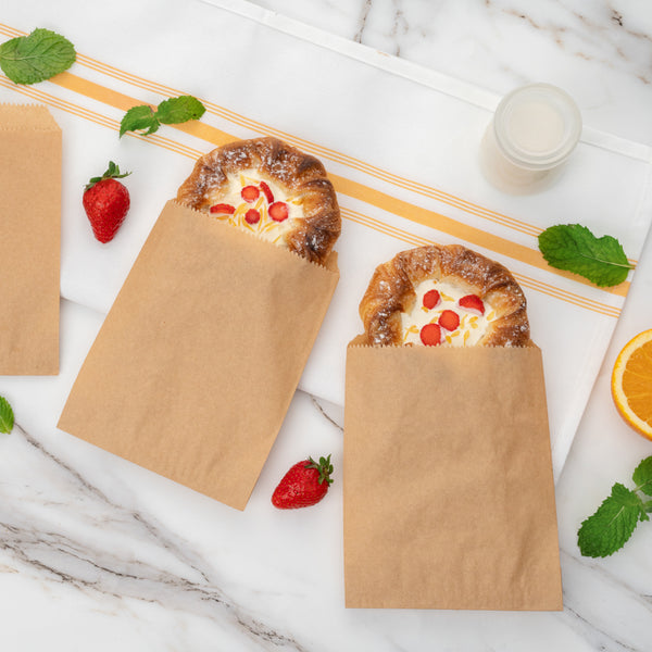Restaurantware Bag Tek Kraft Paper Bag - 7" X 5" - 100 Count Box