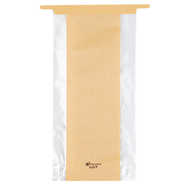 Restaurantware Bag Tek Kraft Paper Bakery Tin Tie Bag - 4 1/2" X 3 1/2" X 12 1/2" - 100 Count Box