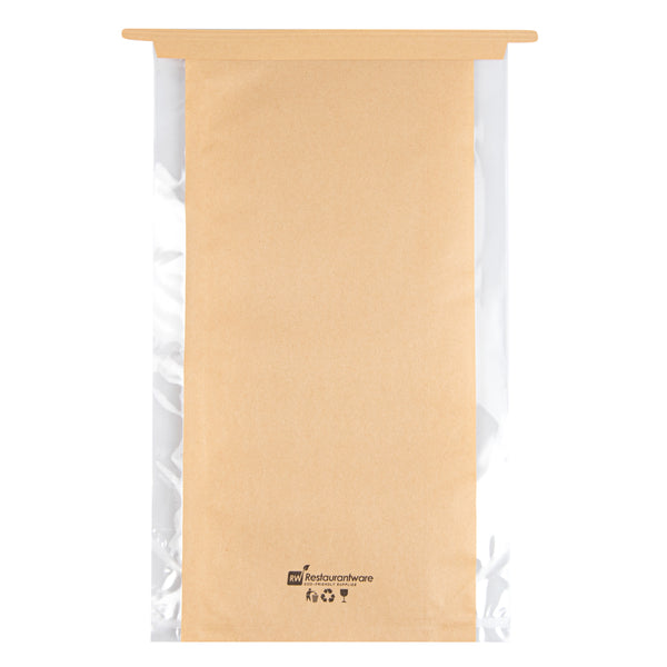 Restaurantware Bag Tek Kraft Paper Bakery Tin Tie Bag - 8 1/4" X 4" X 13 3/4" - 100 Count Box