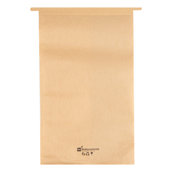 Restaurantware Bag Tek Kraft Paper Bakery Tin Tie Bag - With Window - 8 1/4" X 4" X 13 3/4" - 100 Count Box
