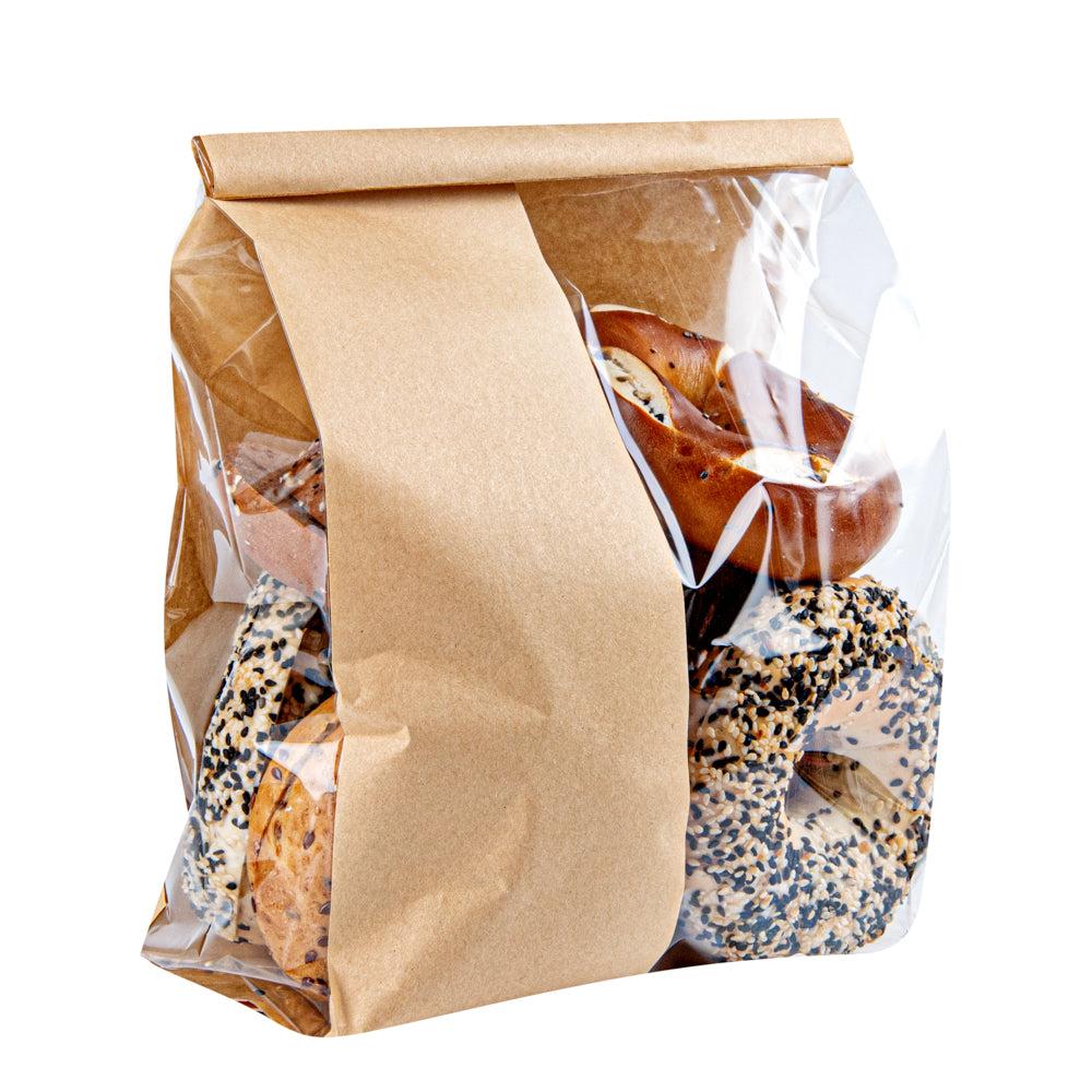 restaurantware Bag Tek Kraft Paper Bakery Tin Tie Bag - with Window - 8 1/4" x 4" x 13 3/4" - 100 count box restaurantware Bag Tek Kraft Paper Bakery Tin Tie Bag - with Window - 8 1/4" x 4" x 13 3/4" - 100 count box