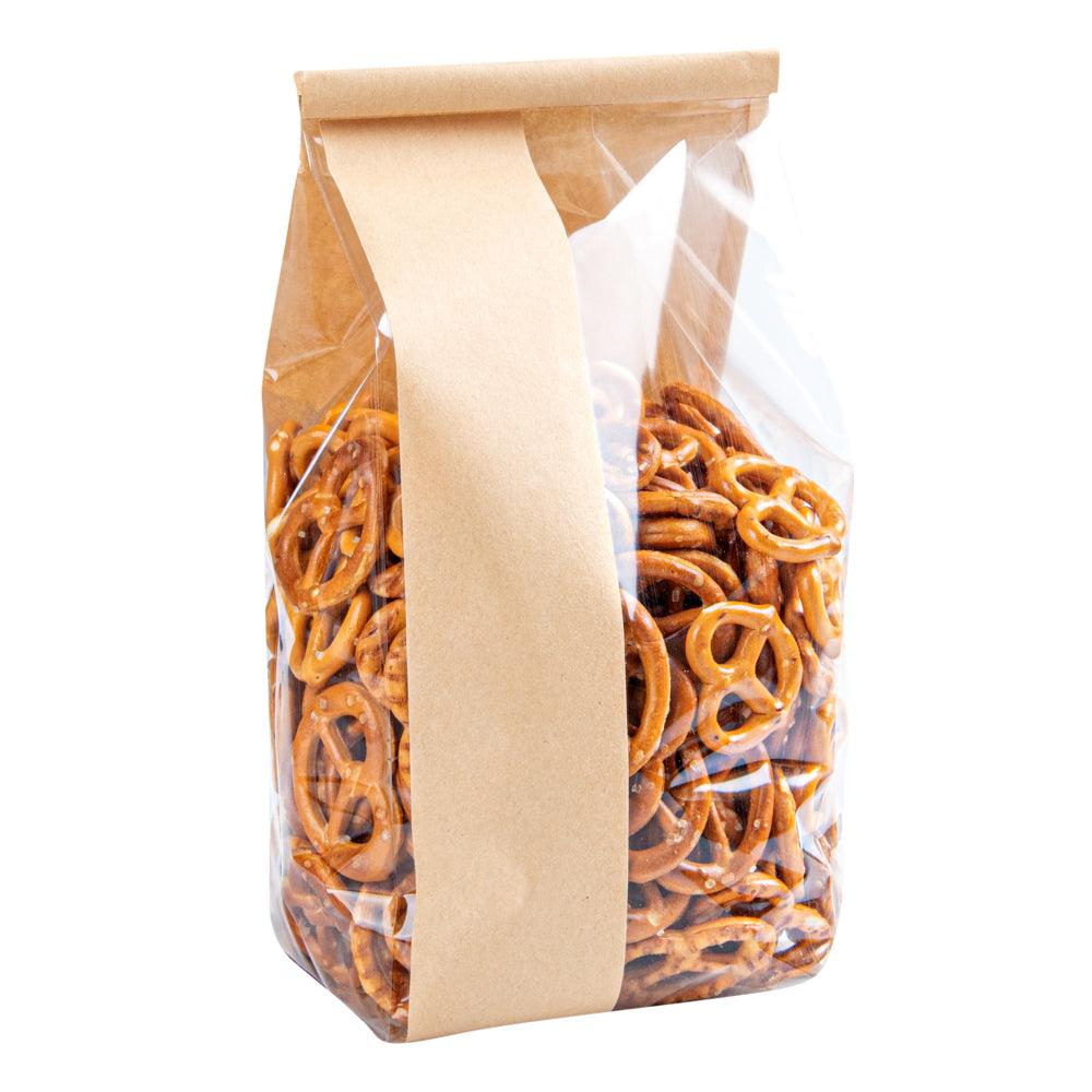 restaurantware Bag Tek Kraft Paper Bakery Tin Tie Bag - with Window - 4 3/4" x 3 1/2" x 12 1/2" - 100 count box restaurantware Bag Tek Kraft Paper Bakery Tin Tie Bag - with Window - 4 3/4" x 3 1/2" x 12 1/2" - 100 count box