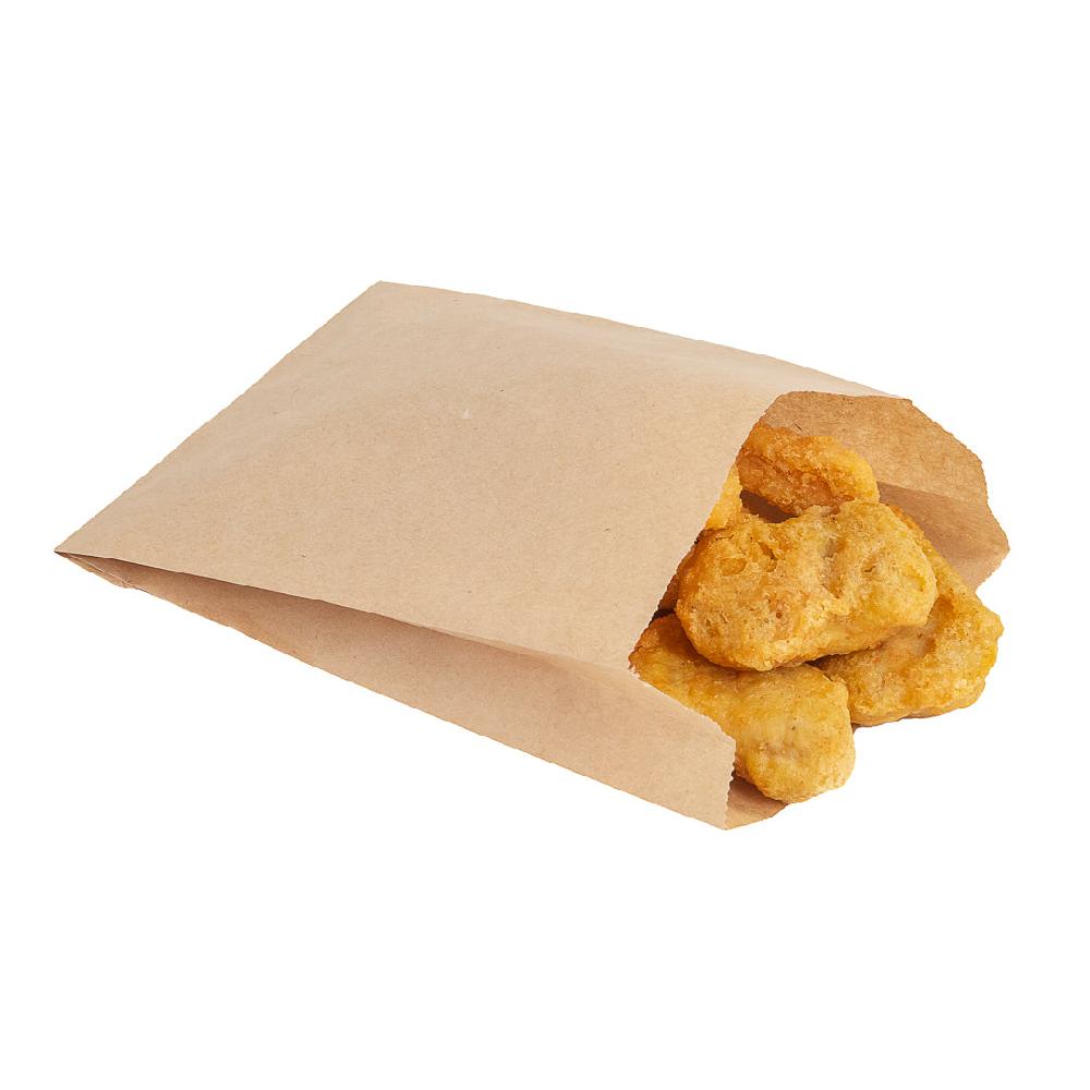 restaurantware Bag Tek Kraft Paper French Fry / Snack Bag - 4 1/4" x 1 1/2" x 6 1/4" - 100 count box