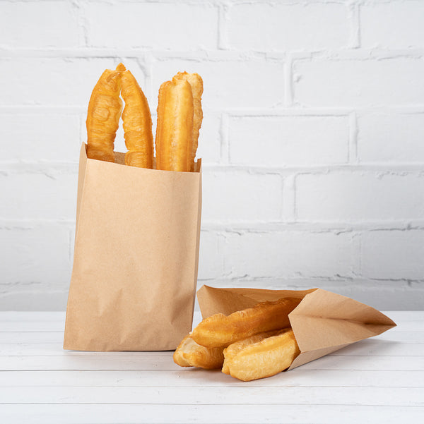 Restaurantware Bag Tek Kraft Paper French Fry / Snack Bag - 5" X 3" X 8 3/4" - 100 Count Box