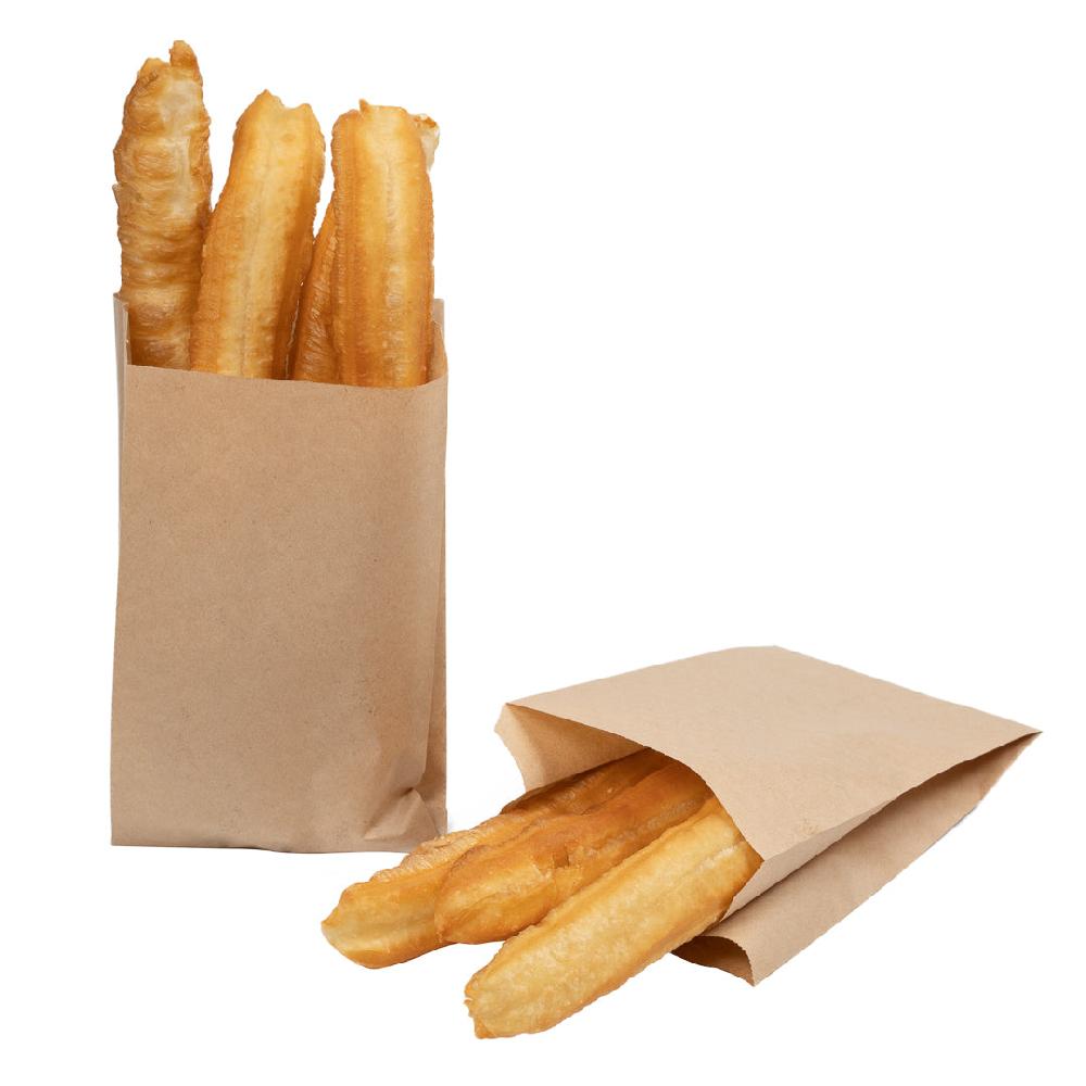restaurantware Bag Tek Kraft Paper French Fry / Snack Bag - 5" x 3" x 8 3/4" - 100 count box