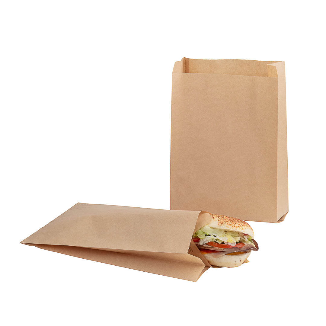 restaurantware Bag Tek Kraft Paper French Fry / Snack Bag - 7" x 3" x 11" - 100 count box