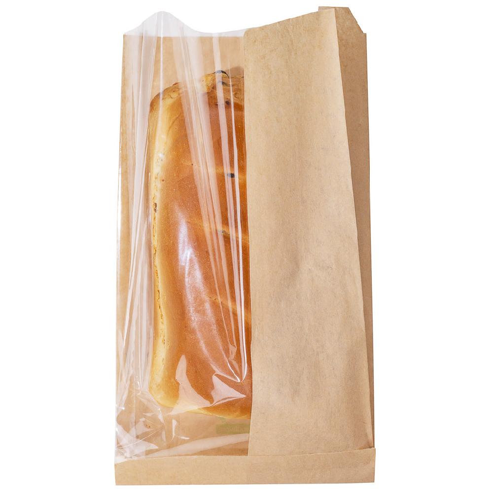 restaurantware Bag Tek Kraft Paper Large Bread Bag - Side Window - 6" x 2 3/4" x 11 1/2" - 100 count box