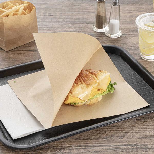 Restaurantware Bag Tek Kraft Paper Large Double Open Bag - Greaseproof - 10" X 9" - 100 Count Box