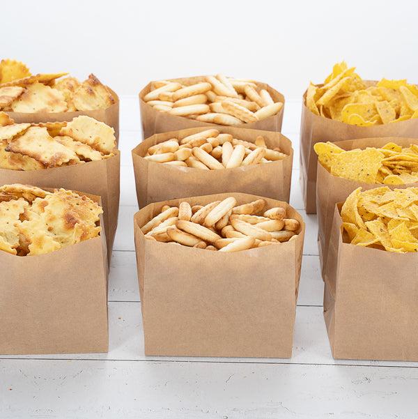 Restaurantware Bag Tek Kraft Paper Large Snack Bag - 4 1/4" X 2 1/2" X 3 3/4" - 100 Count Box