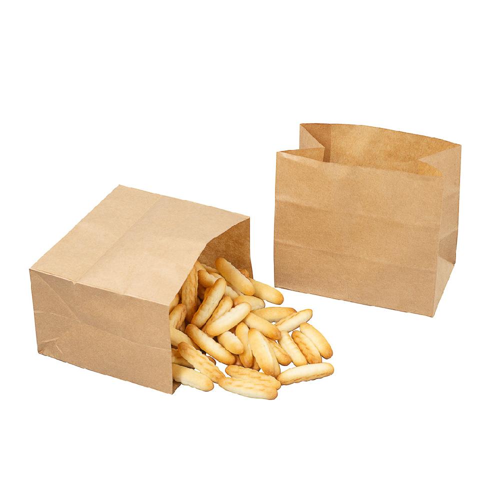 restaurantware Bag Tek Kraft Paper Large Snack Bag - 4 1/4" x 2 1/2" x 3 3/4" - 100 count box