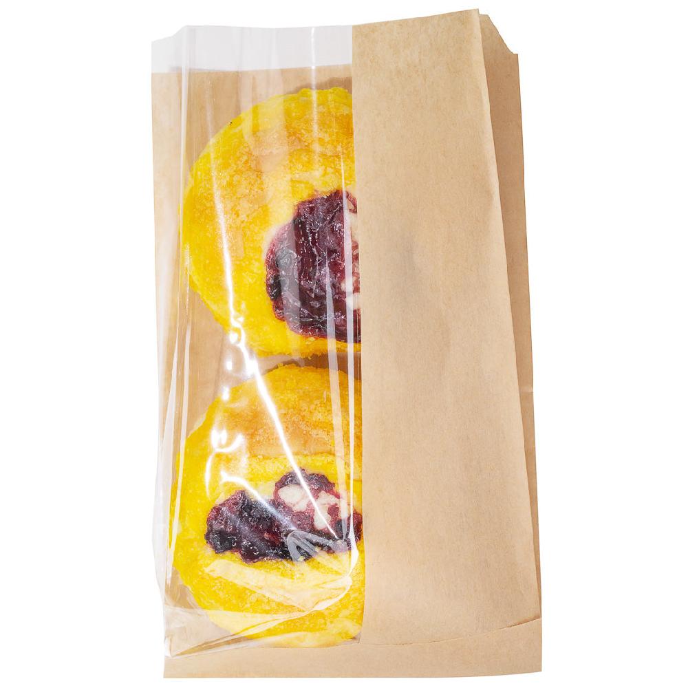 restaurantware Bag Tek Kraft Paper Medium Bread Bag - with Side Window - 6" x 2 1/2" x 10" - 100 count box