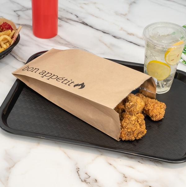 Restaurantware Bag Tek Kraft Paper Printed Foil Bag - 1/2 Gallon Bon Appetit - 6 1/2" X 4 1/4" X 14 1/2" - 100 Count Box