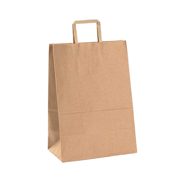 Restaurantware Bag Tek Kraft Paper Retail Bag - With Handles - 12" X 7" X 17" - 100 Count Box
