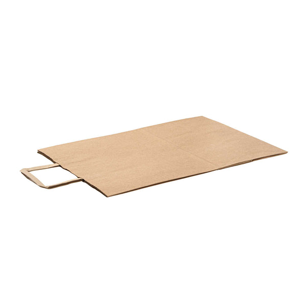 Restaurantware Bag Tek Kraft Paper Retail Bag - With Handles - 12" X 7" X 17" - 100 Count Box