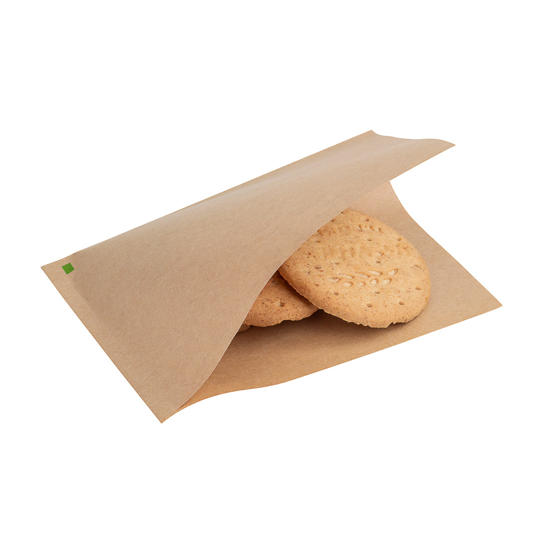 restaurantware Bag Tek Kraft Paper Small Double Open Bag - Greaseproof - 6 1/4" x 4 3/4" - 100 count box
