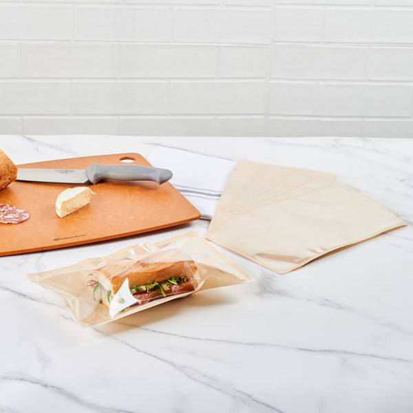 Restaurantware Bag Tek Kraft Plastic Large Sandwich And Snack Bag - Heat Sealable - 11 1/2" X 6 3/4" - 100 Count Box