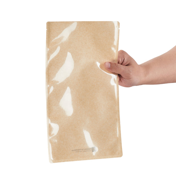 Restaurantware Bag Tek Kraft Plastic Large Sandwich And Snack Bag - Heat Sealable - 11 1/2" X 6 3/4" - 100 Count Box