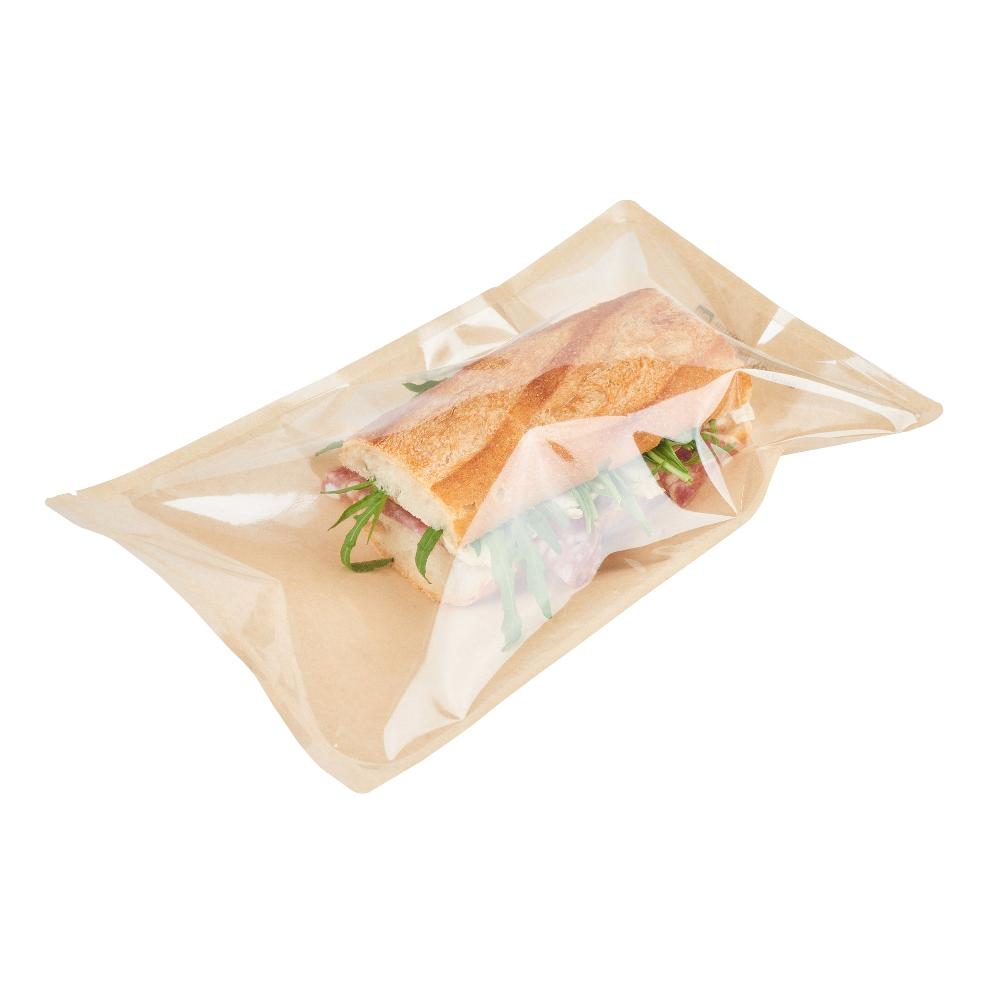 restaurantware Bag Tek Kraft Plastic Large Sandwich and Snack Bag - Heat Sealable - 11 1/2" x 6 3/4" - 100 count box