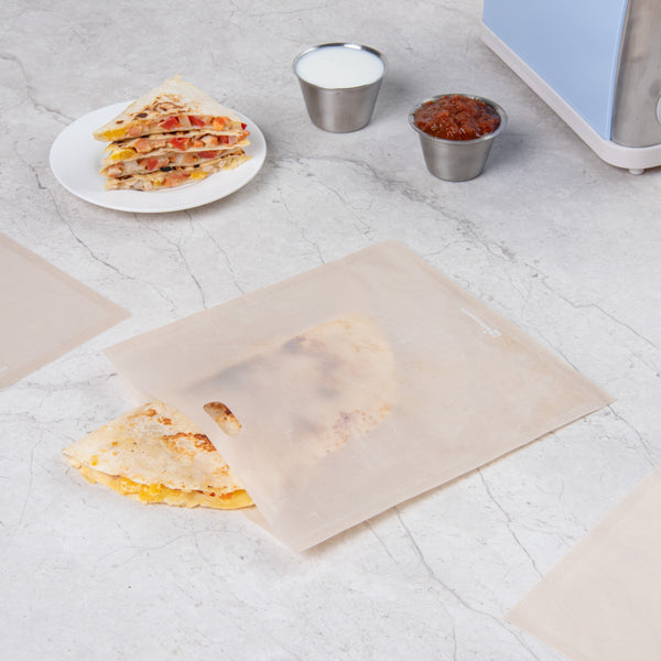 Restaurantware Bag Tek Kraft Plastic Large Toaster Bag - Non-Stick Heat-Resistant Semi-Disposable - 8 3/4" X 8" - 10 Count Box