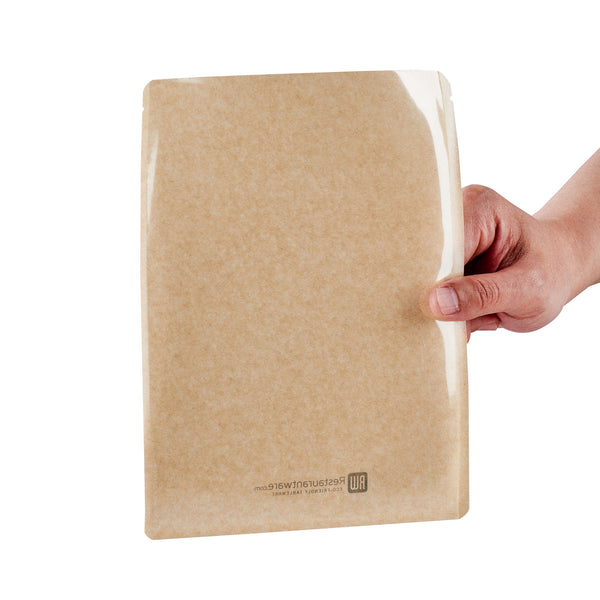 Restaurantware Bag Tek Kraft Plastic Medium Sandwich And Snack Bag - Heat Sealable - 8 3/4" X 6 1/2" - 100 Count Box