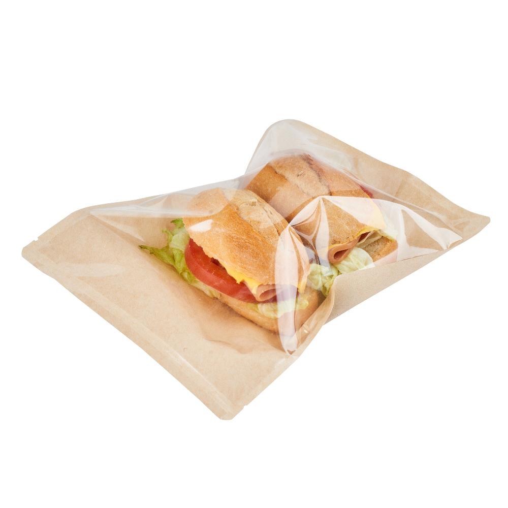 restaurantware Bag Tek Kraft Plastic Medium Sandwich and Snack Bag - Heat Sealable - 8 3/4" x 6 1/2" - 100 count box