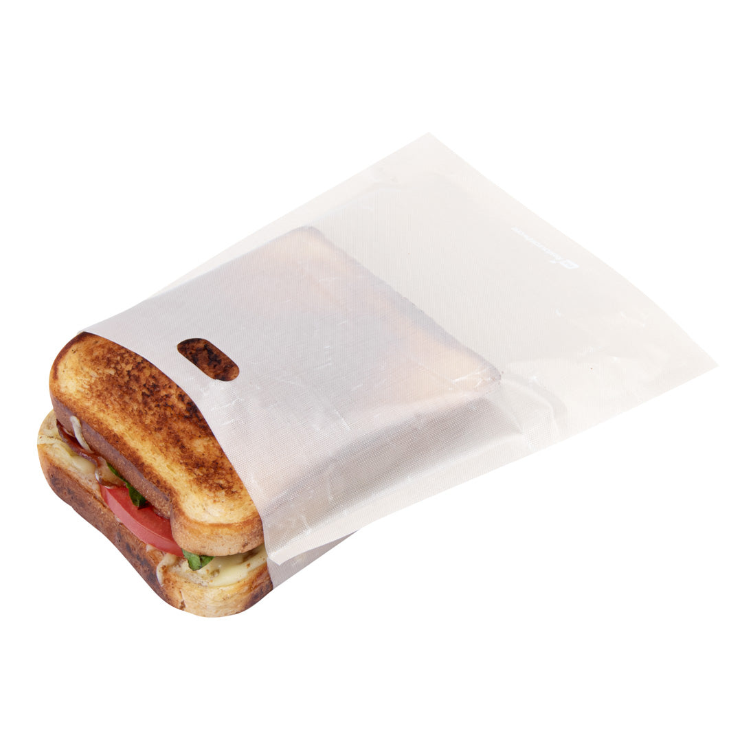 restaurantware Bag Tek Kraft Plastic Medium Toaster Bag - Non-Stick Heat-Resistant Semi-Disposable - 7 1/2" x 6 3/4" - 10 count box